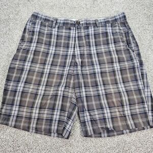Vintage Gap Plaid Shorts Men's Size 36 Casual Brown Blue Flat Front Tag 35